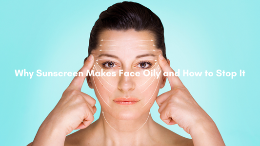 Woman with oily skin showing T-zone shine - best sunscreen for oily skin guide