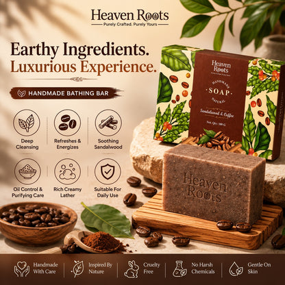 Sandalwood & Coffee Handmade Soap for Tan and Oily Skin | 100g