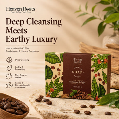 Sandalwood & Coffee Handmade Soap for Tan and Oily Skin | 100g