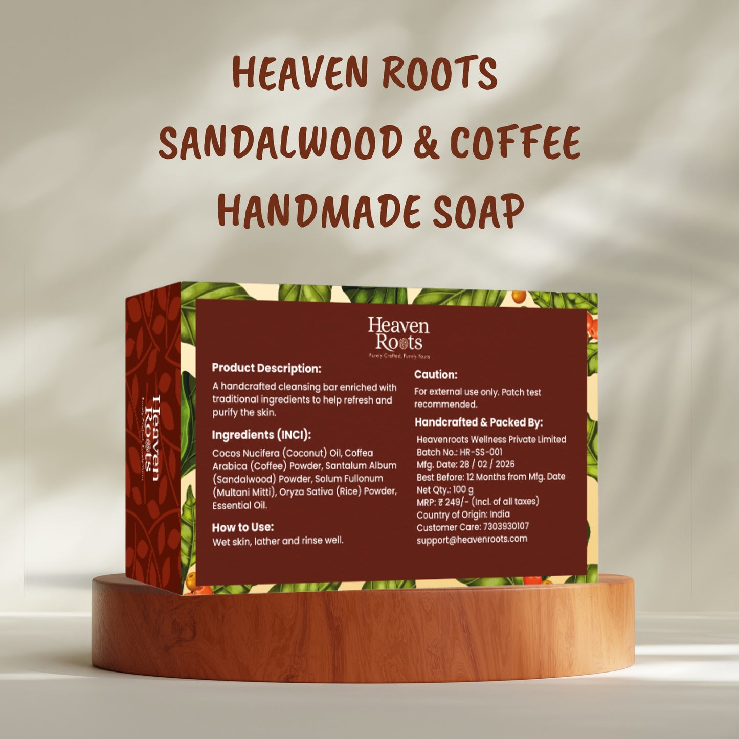 Sandalwood & Coffee Handmade Soap for Tan and Oily Skin | 100g