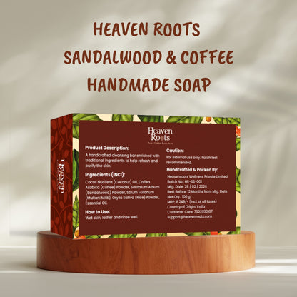 Sandalwood & Coffee Handmade Soap for Tan and Oily Skin | 100g