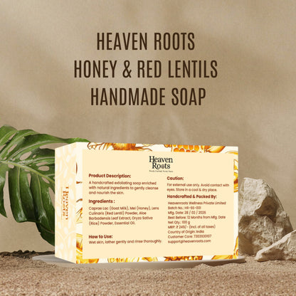 Honey & Red Lentils Handmade Soap for Dry Skin | 100g