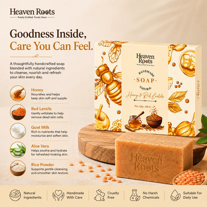Honey & Red Lentils Handmade Soap for Dry Skin | 100g